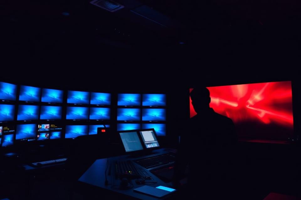Entertainment DN TV control room with broadcast monitors